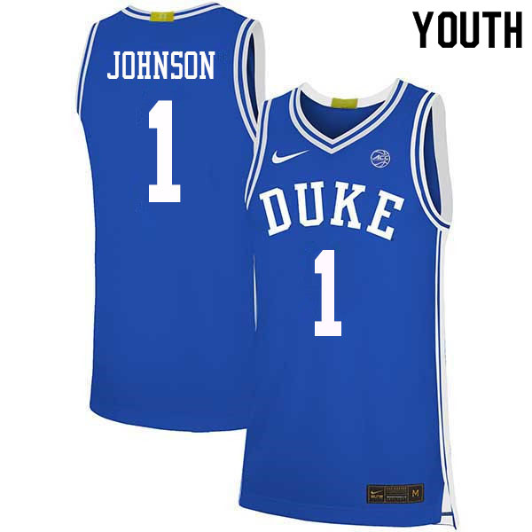 Youth #1 Jalen Johnson Duke Blue Devils College Basketball Jerseys Sale-Blue